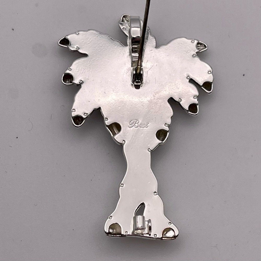 Statement Polished Silver Tone Palm Tree Brooch Pendant by Best - Picture 11 of 13